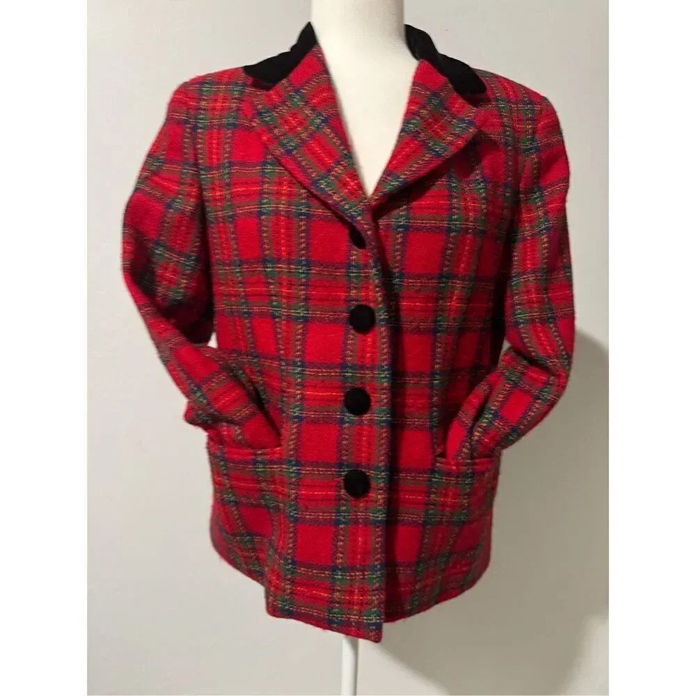 Talbots vintage Y2K plaid Stuart tartan preppy blazer 10P wool mohair blend - Picture 7 of 8
